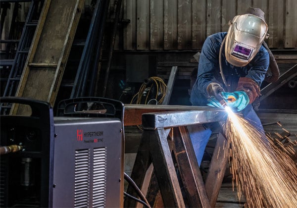 Hypertherm Powermax105 SYNC Plasma Cutter Action Shot Hypertherm Powermax105 SYNC Plasma Cutter Action Shot